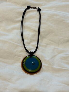 Carlos Sobral Jackie Brazil Blue & Green Resin Disc Pendant Necklace
